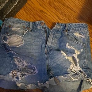 ripped jean shorts, american eagle, size 10